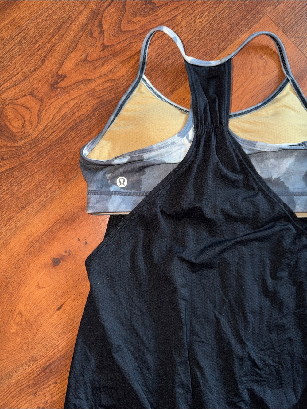 lululemon athletica Black Tank Top with Yellow & Gray Racerback